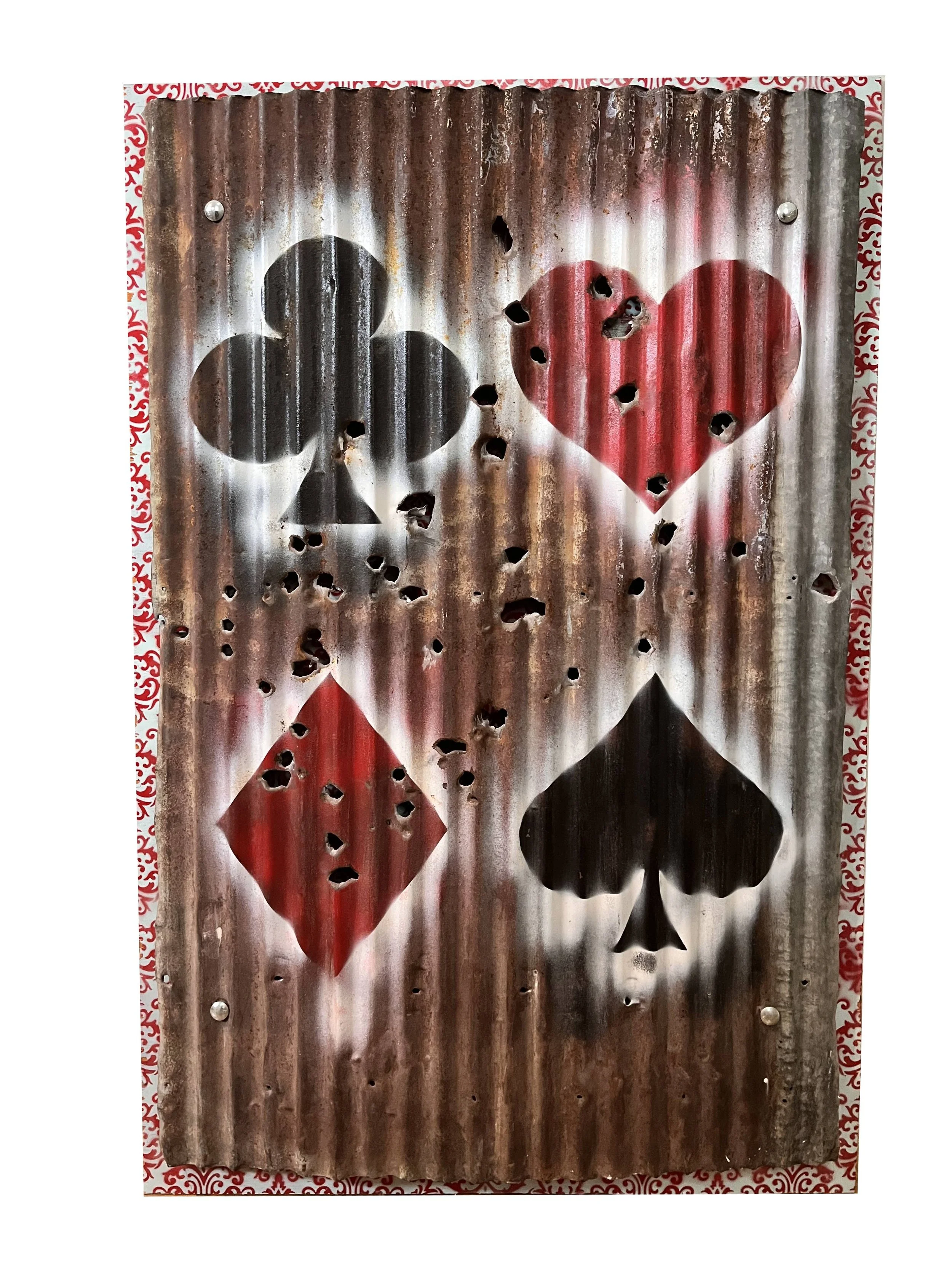 Unknown Card From Deadman’s Hand,
Enamel on Tin,
2017