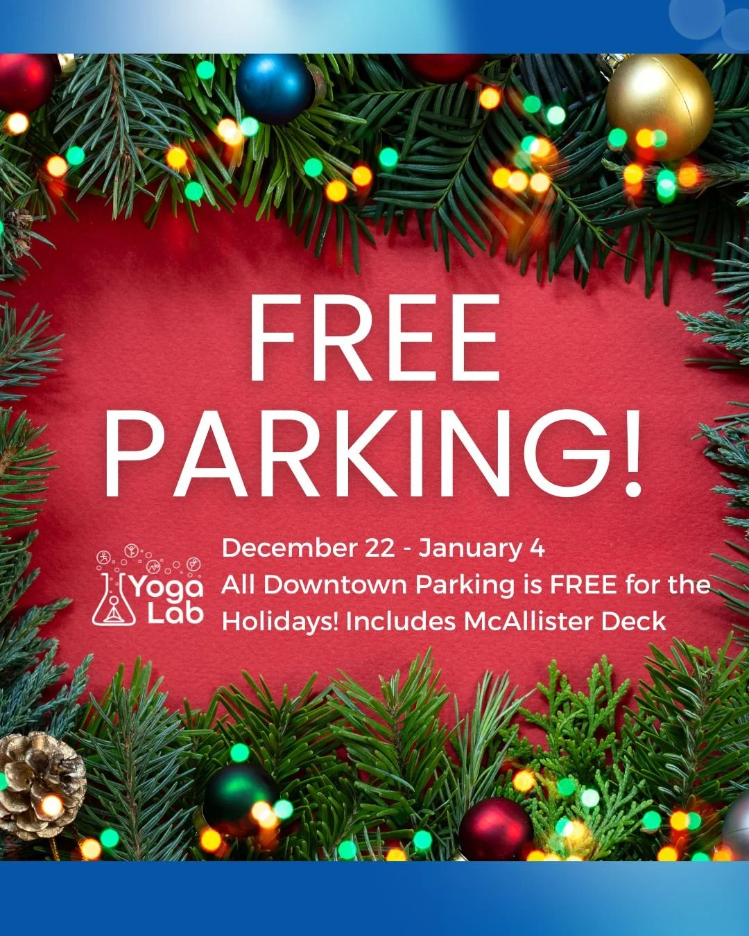 Park super close to the studio for FREE this holiday season! Unlimited free parking downtown December 22-January 4, including McAllister Deck.

#downtownstatecollege  #statecollegepa #happyvalleypa