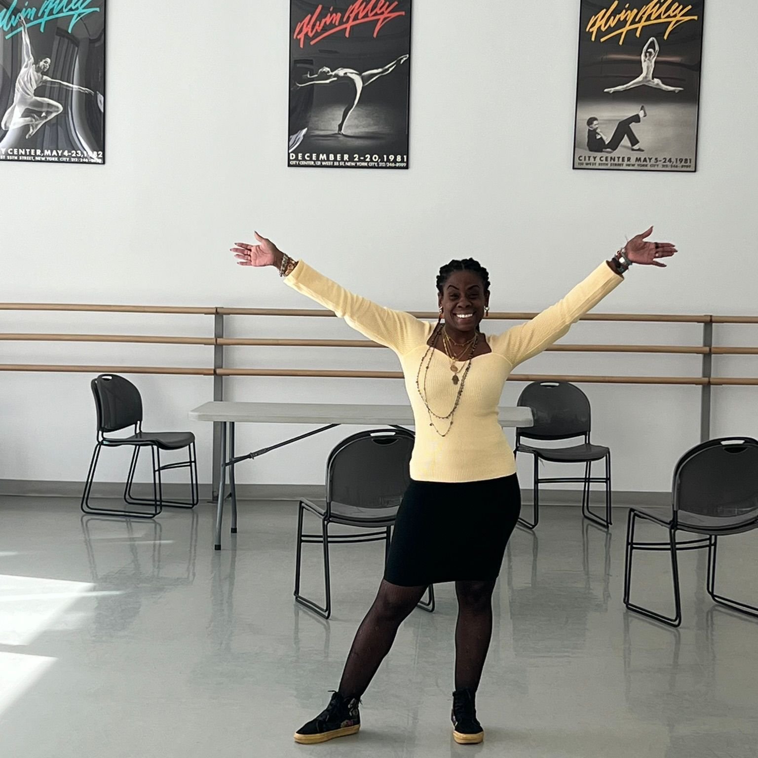 Congratulations Renee! She presented last week to NY-based dance educators about trauma and emotional disabilities from a BIPOC perspective. Here is a picture of Renee striking a pose following her presentation at the beautiful Alvin Ailey studios in