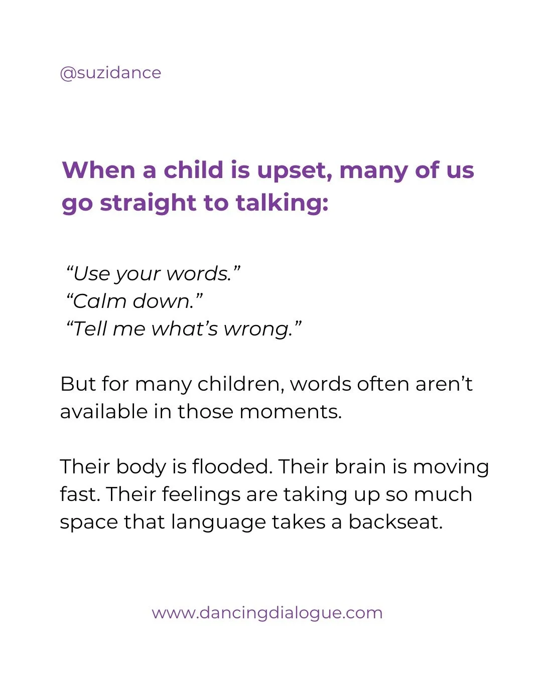 Most kids don&rsquo;t learn to calm down just by being told to.

That&rsquo;s because when a child is having big feelings, their brain and body are working hard to manage what&rsquo;s happening inside. 

During these moments, they may not be able to 