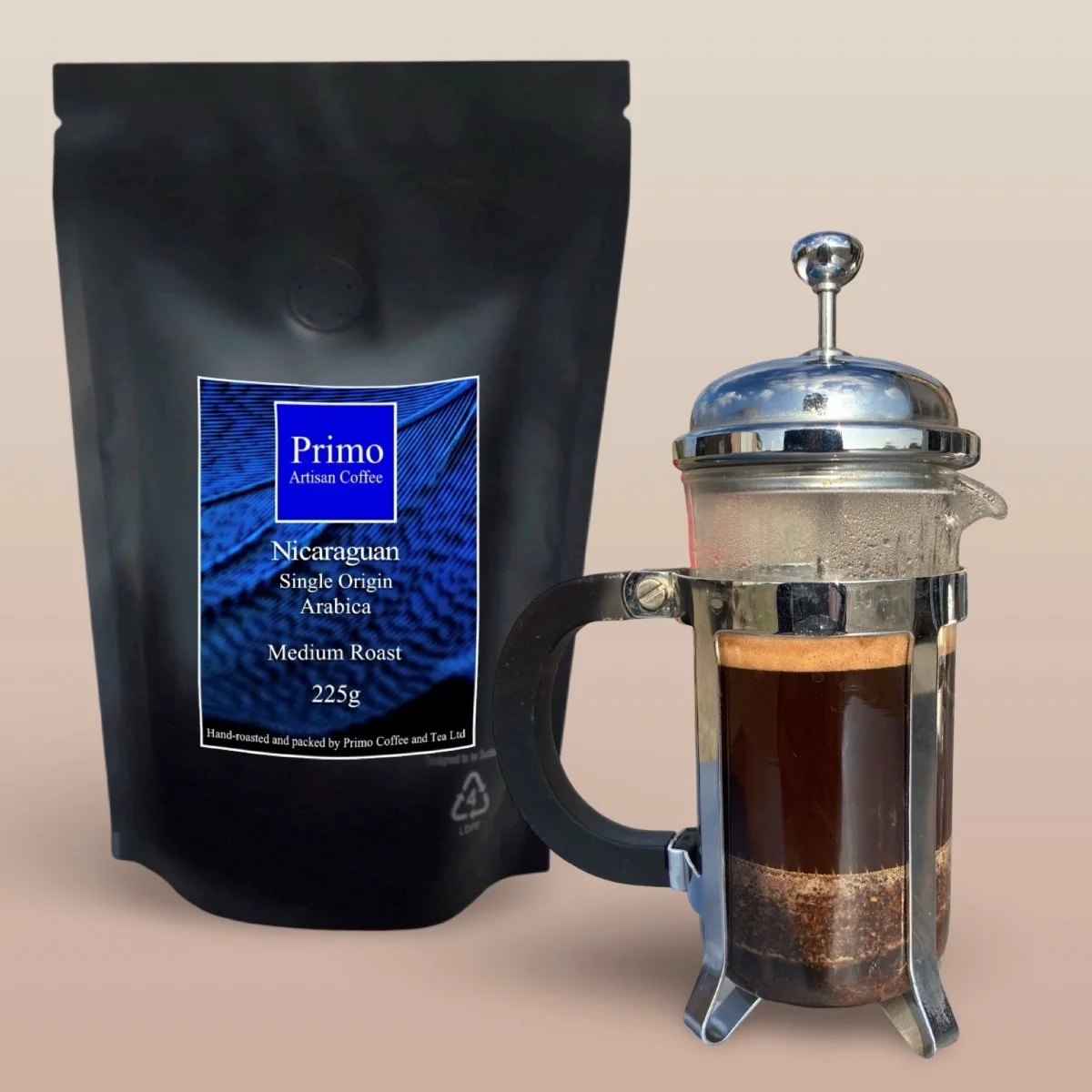 Nicaraguan Filter Grind-225g Bag-Beige Background-Primo Artisan Coffee.jpg