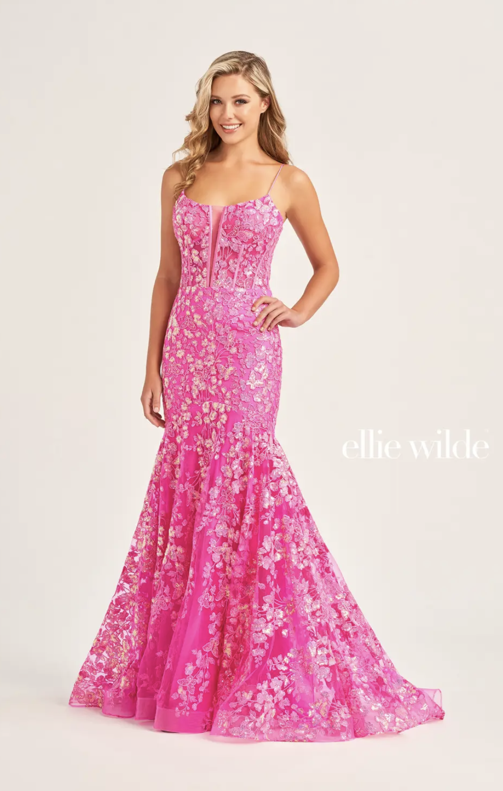 slim fit dress slacks Ladivine CD752 Fitted Crystal Satin Gown, Dusty Blue / 8 main image 0