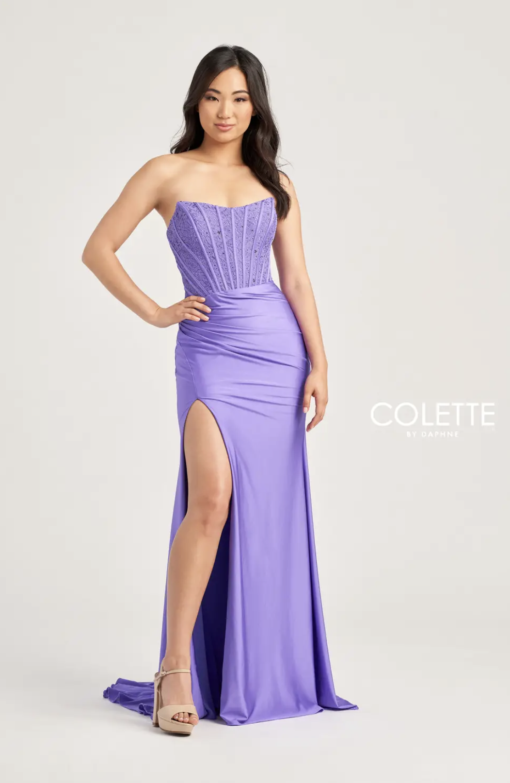 open lace back dress Bridgerton Daphne Purple Dress with Gauze