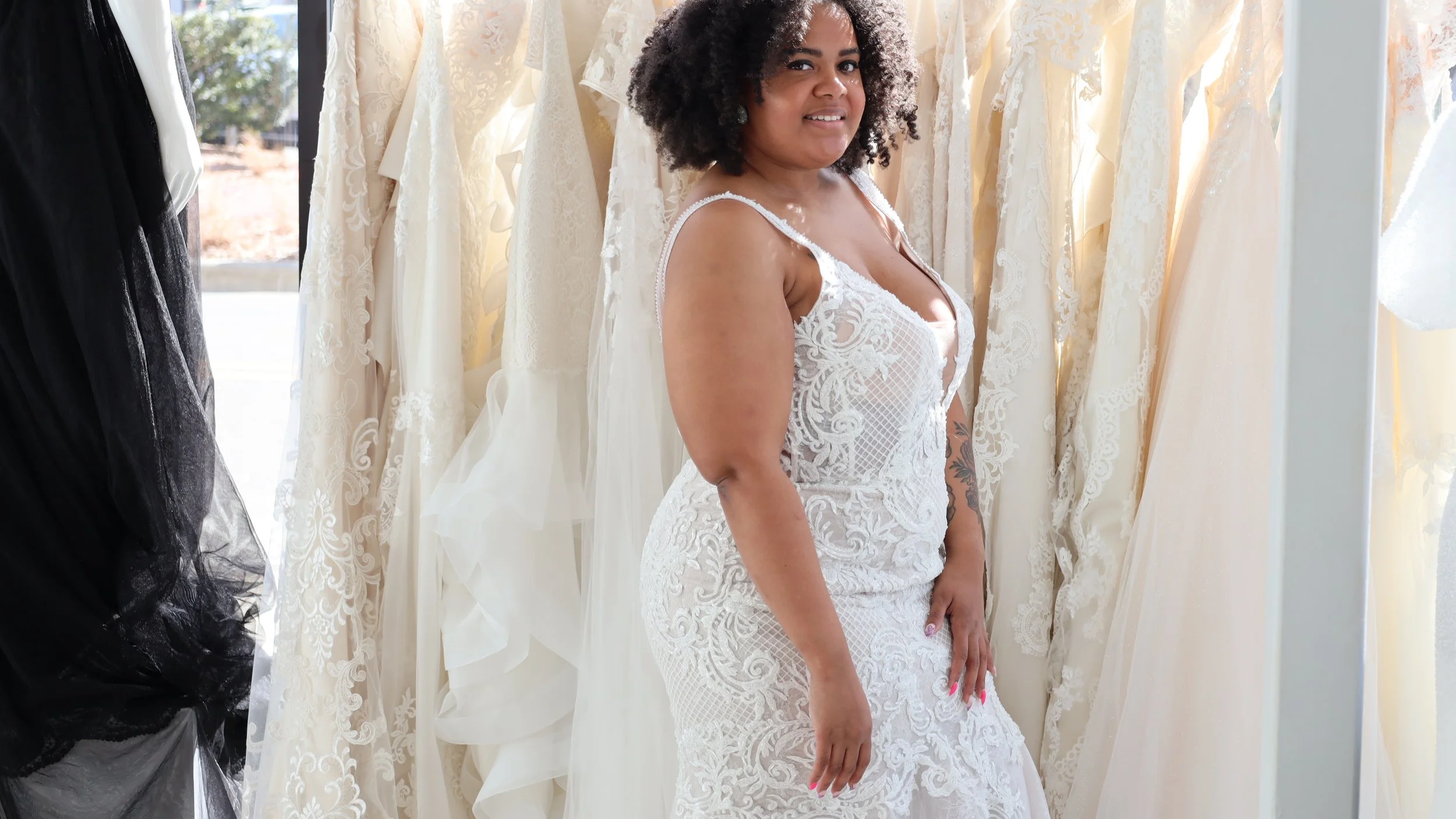 a bride wearing a plus size wedding dress in north carolina