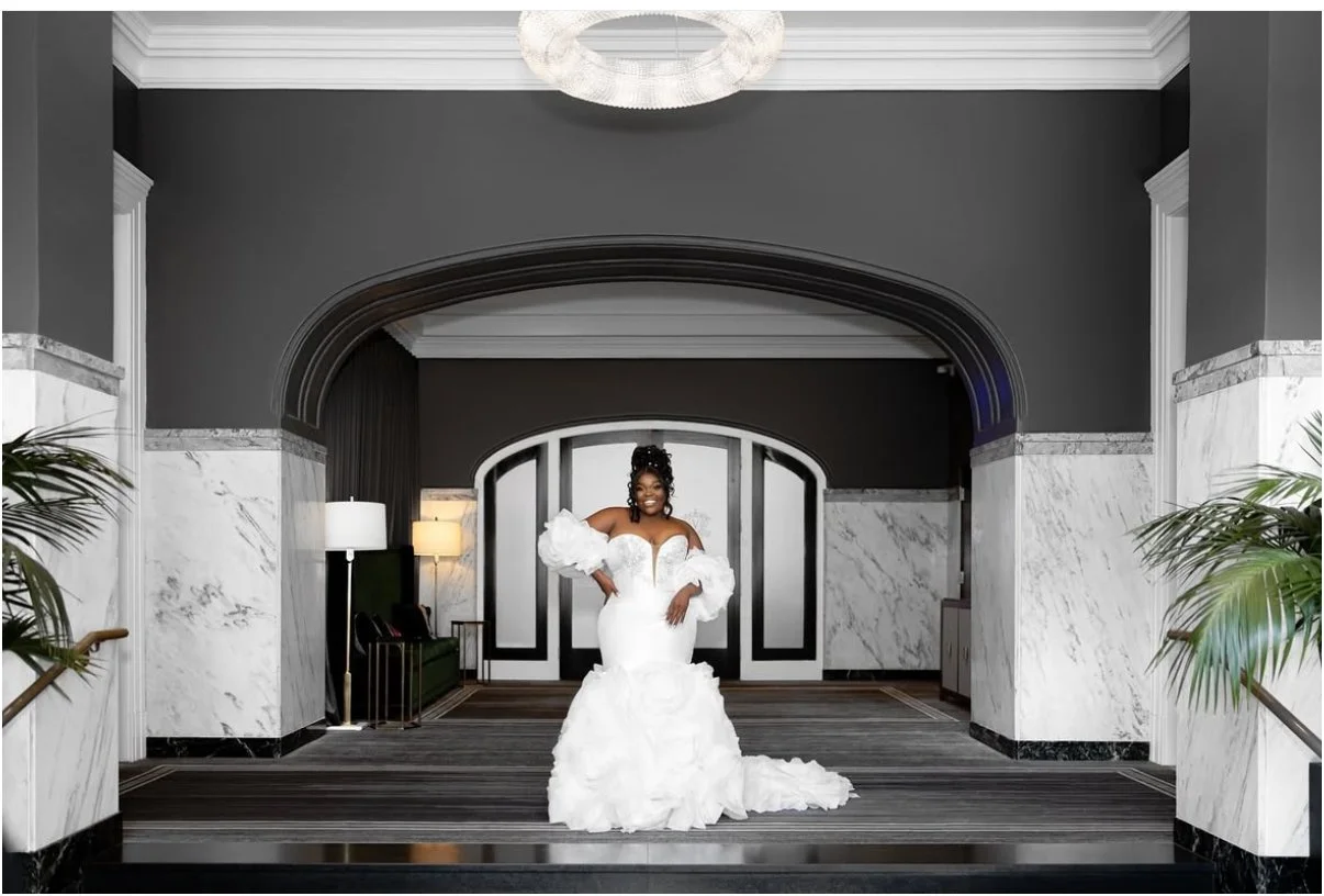 bride wearing a plus size wedding dress