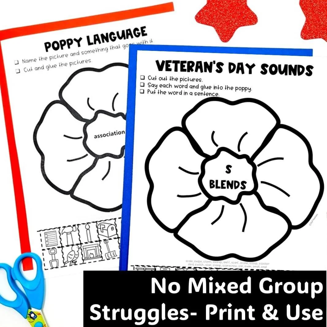 veterans day speech therapy poppy craft