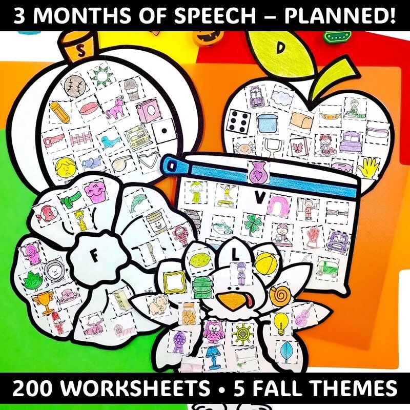 speech therapy mixed group materials fall articulation and language crafts