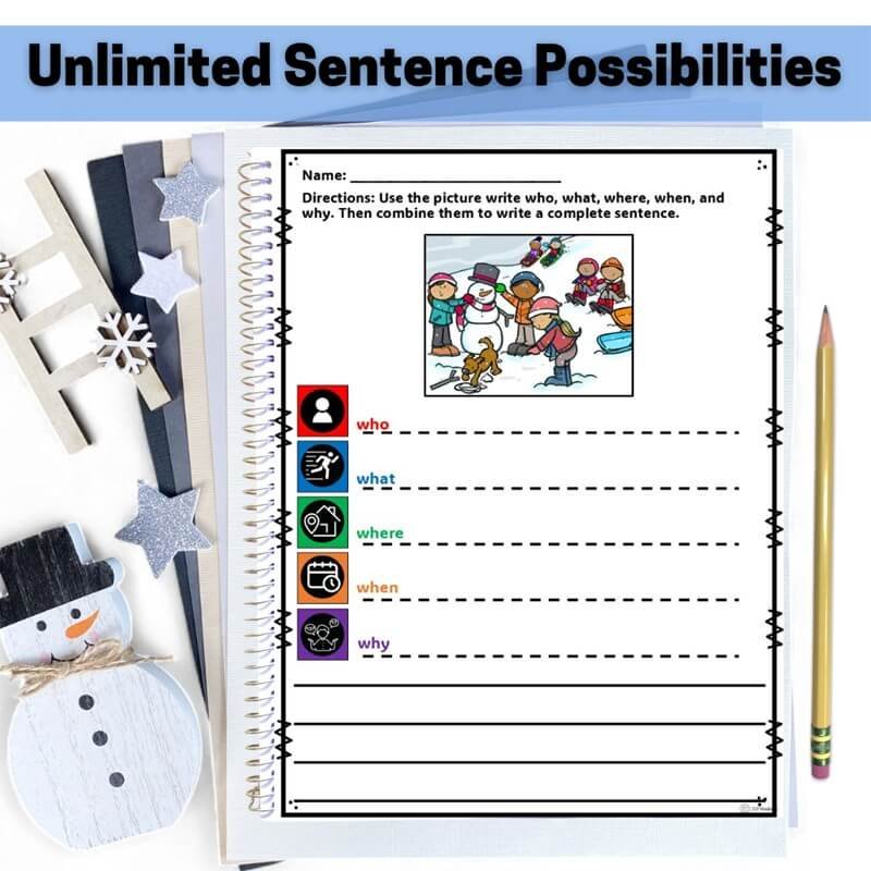 speech therapy winter sentence building activities