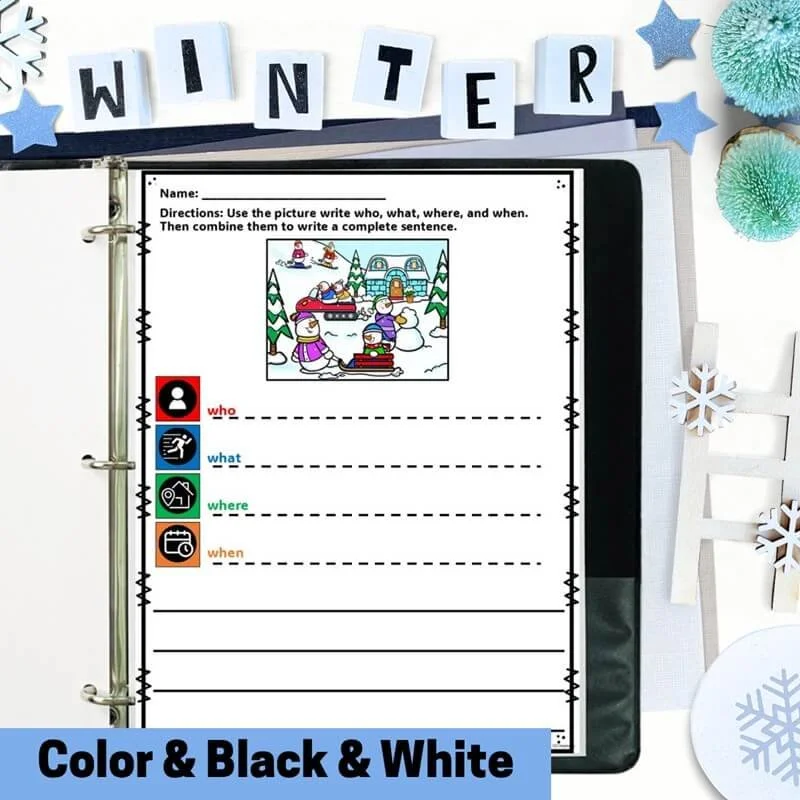 winter stretch a sentence expanding complete sentence writing practice