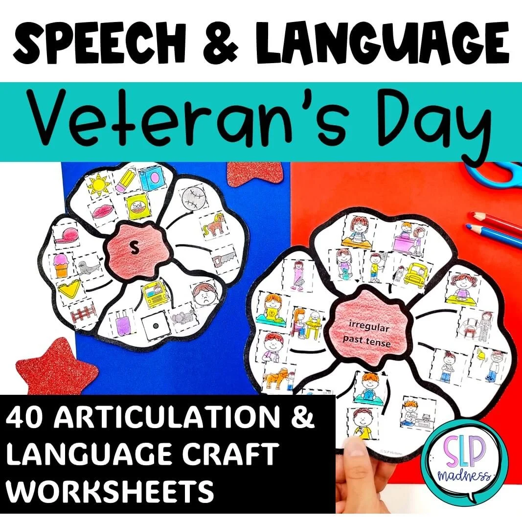 veterans day speech therapy poppy craft