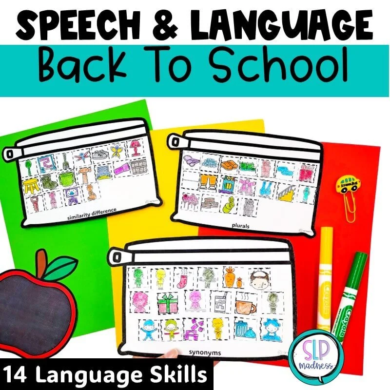 Back To School September Speech and Language Therapy Fall Crafts Worksheets