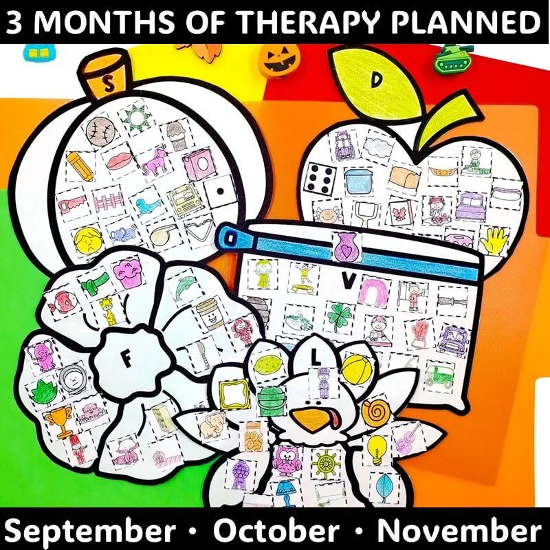 halloween back to school thanksgiving articulation craft activities