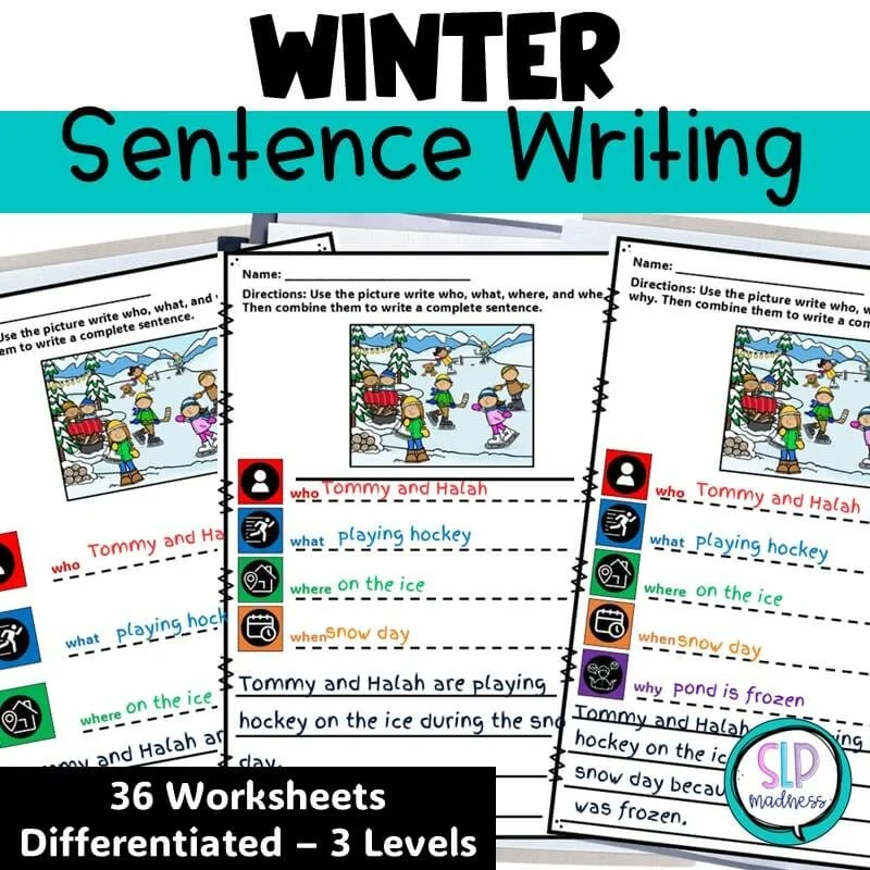 winter sentence writing worksheets build a complete sentence
