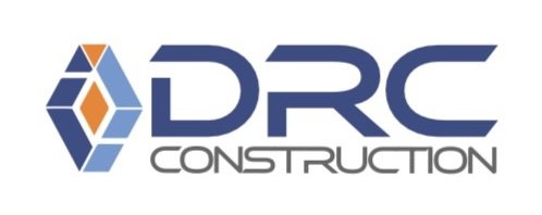 Logo of DRC Construction featuring a geometric design and company name in blue and gray text.