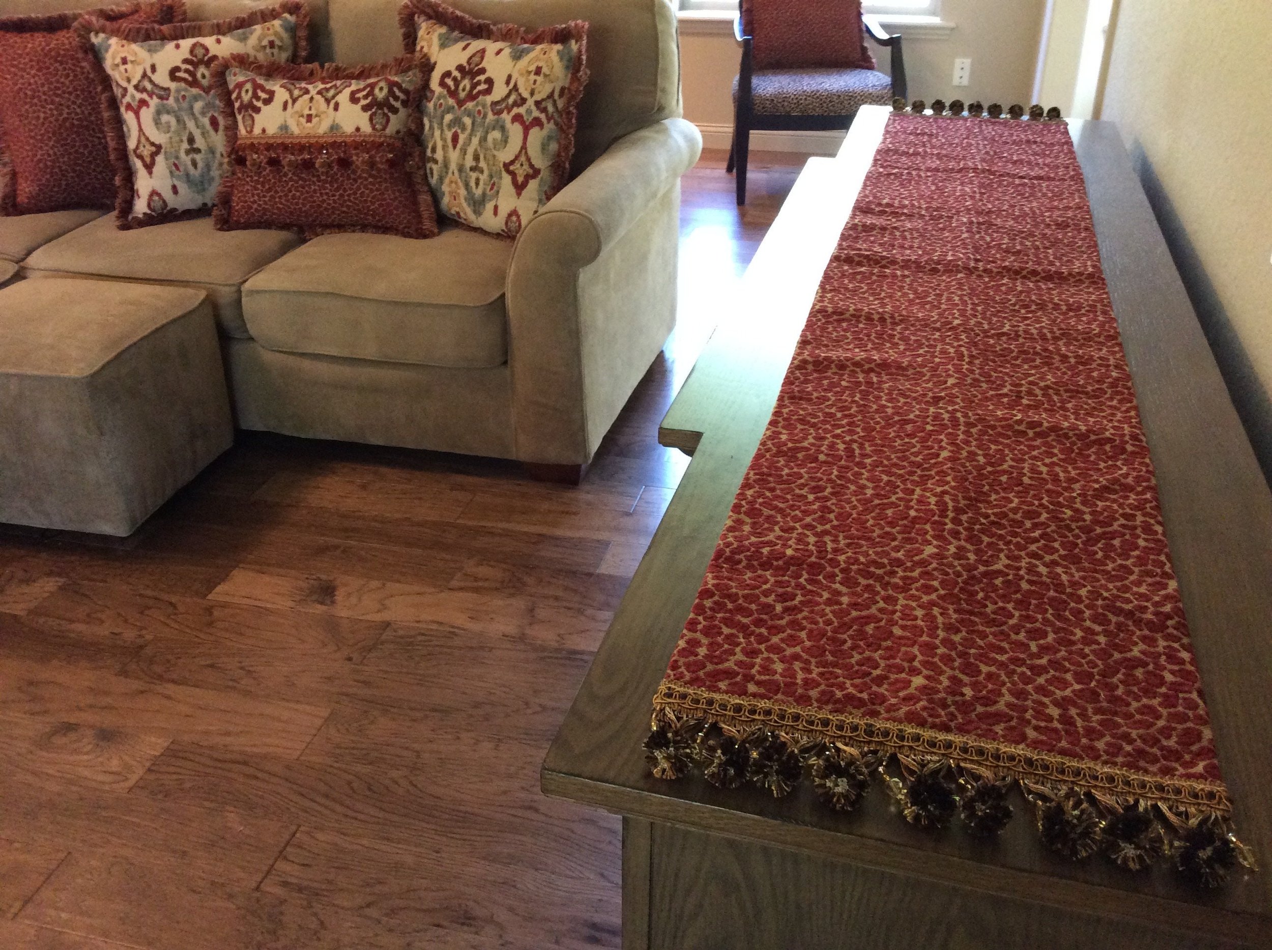 Leopard Print Decor, beautiful table runner in living room
