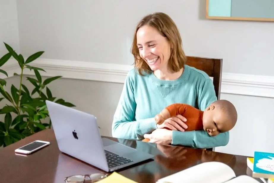 Little Dipper Sleep founder Liz Harden, MPH, during a virtual coaching session