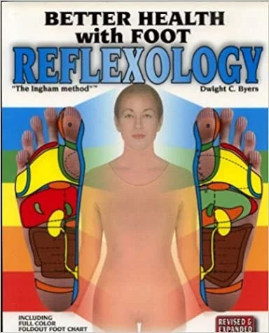 Cover of "Better Health with Foot Reflexology" showing an illustrated human figure with reflexology foot charts overlaid on both feet.