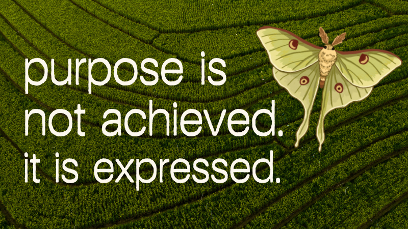 purpose is not achieved.  it is expressed.