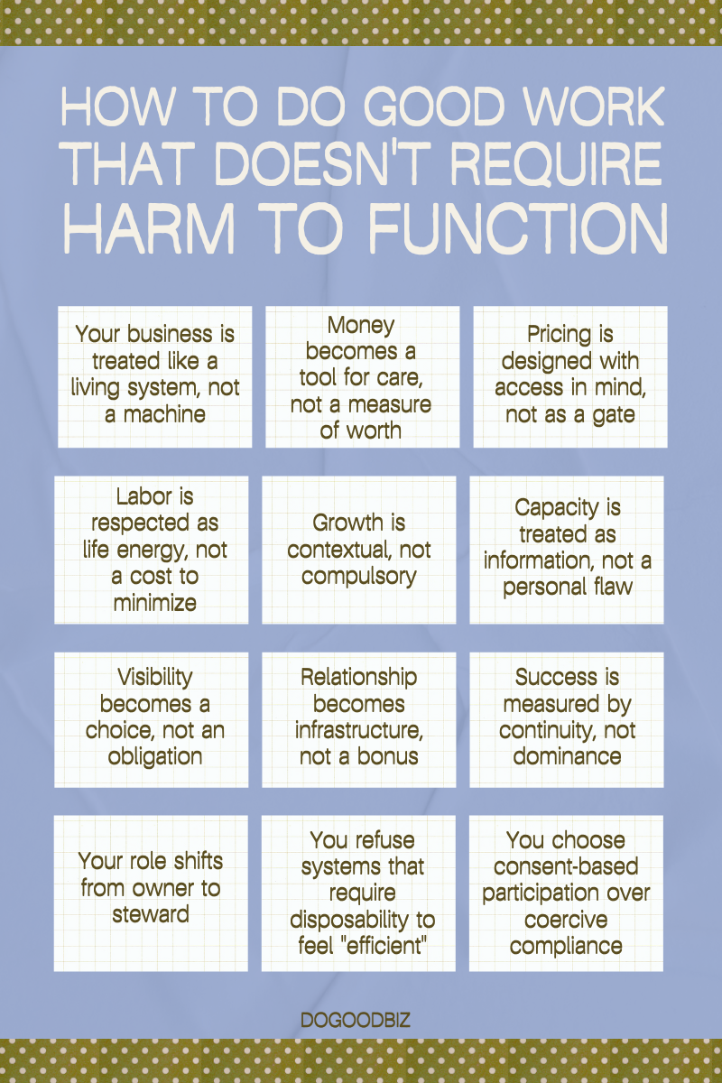 how to do good work that doesn't replicate harm to function