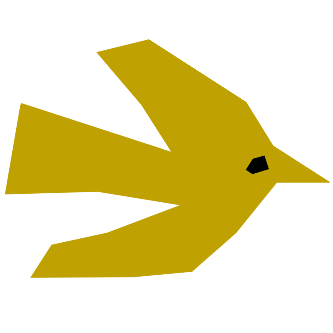 A minimalist, stylized illustration of a chameleon in shades of gold with black details