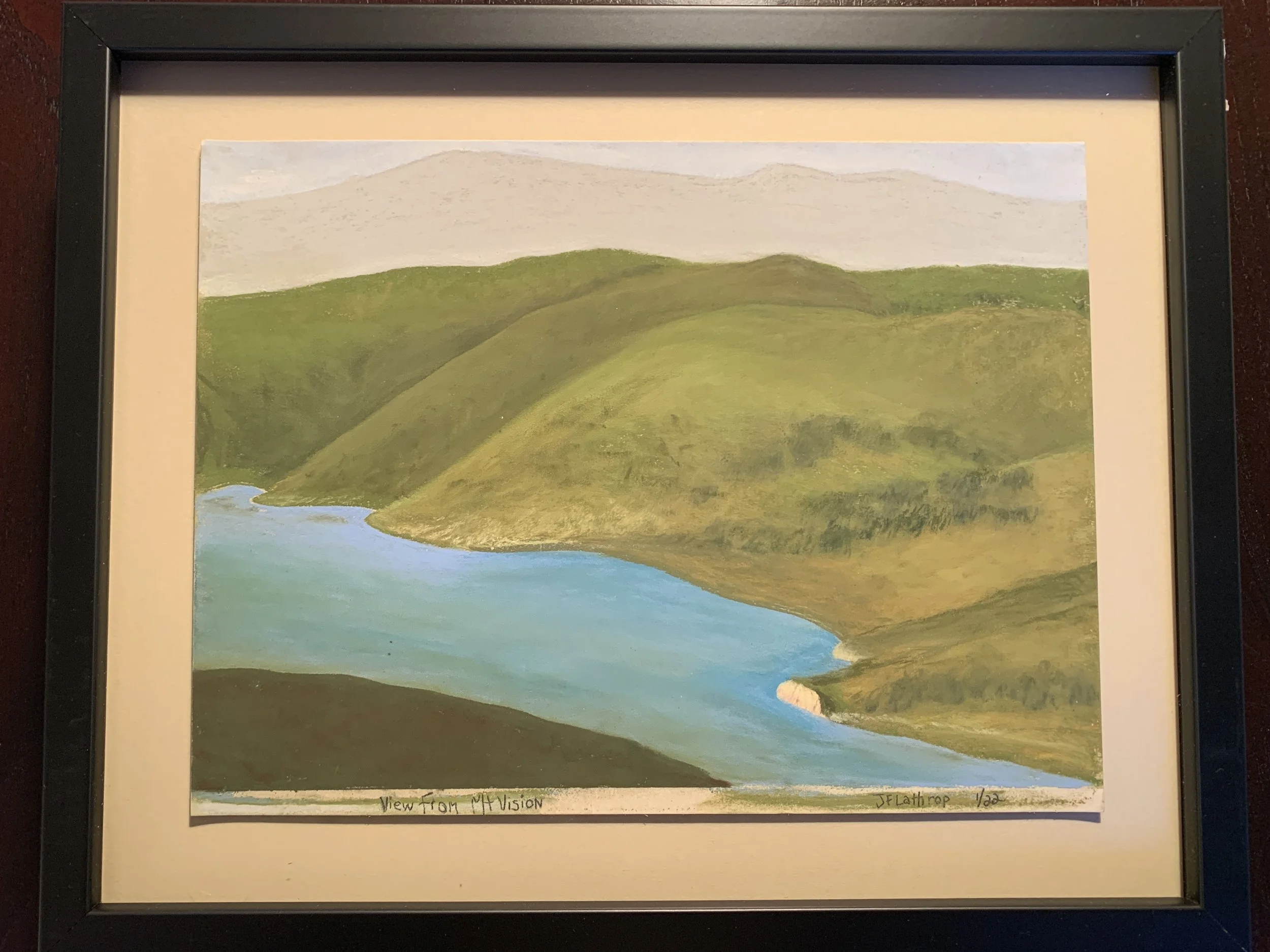 Tomales Bay from Mt Vision - January, Pastel, 2022