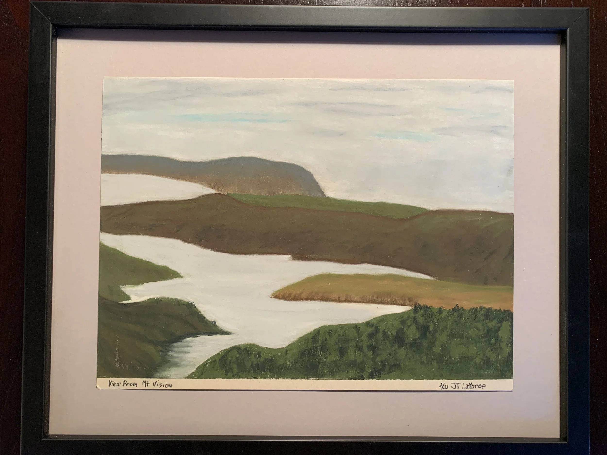 Drakes Bay from Mt Vision, February, Pastel, 2021