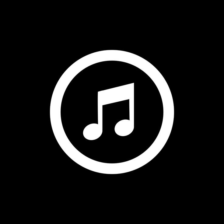 Music note icon inside a circle on a black background.