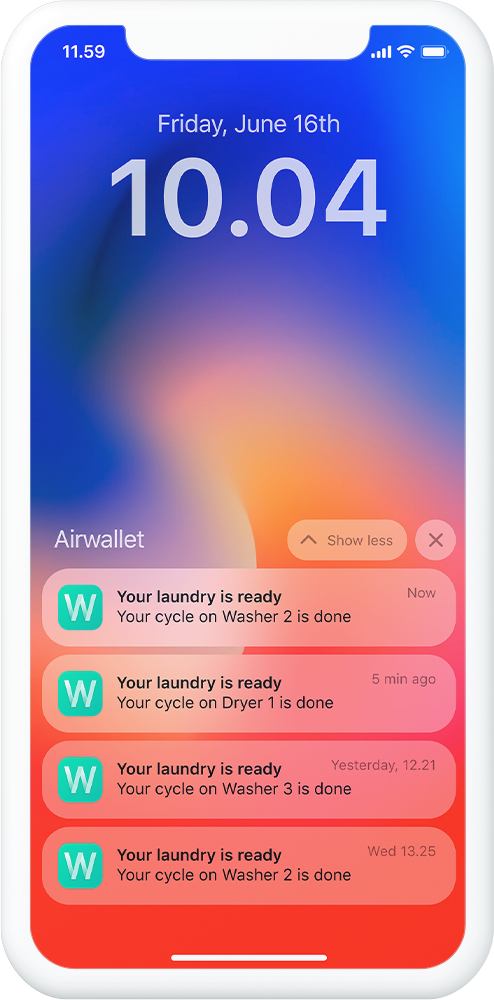 AirWallet machine notifications