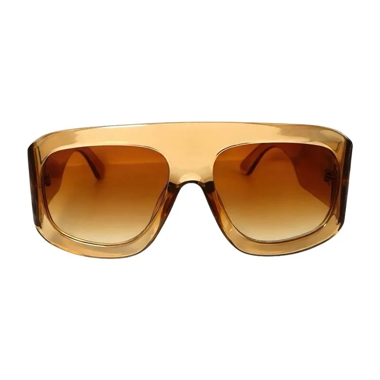 Brown sunglasses with gradient tinted lenses on a white background.