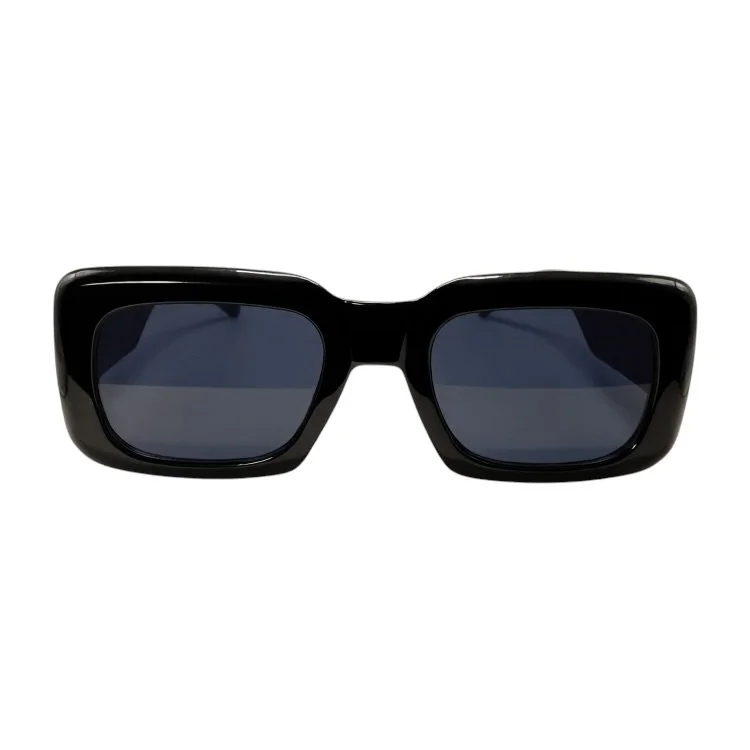 Black sunglasses with blue tinted lenses isolated on white background