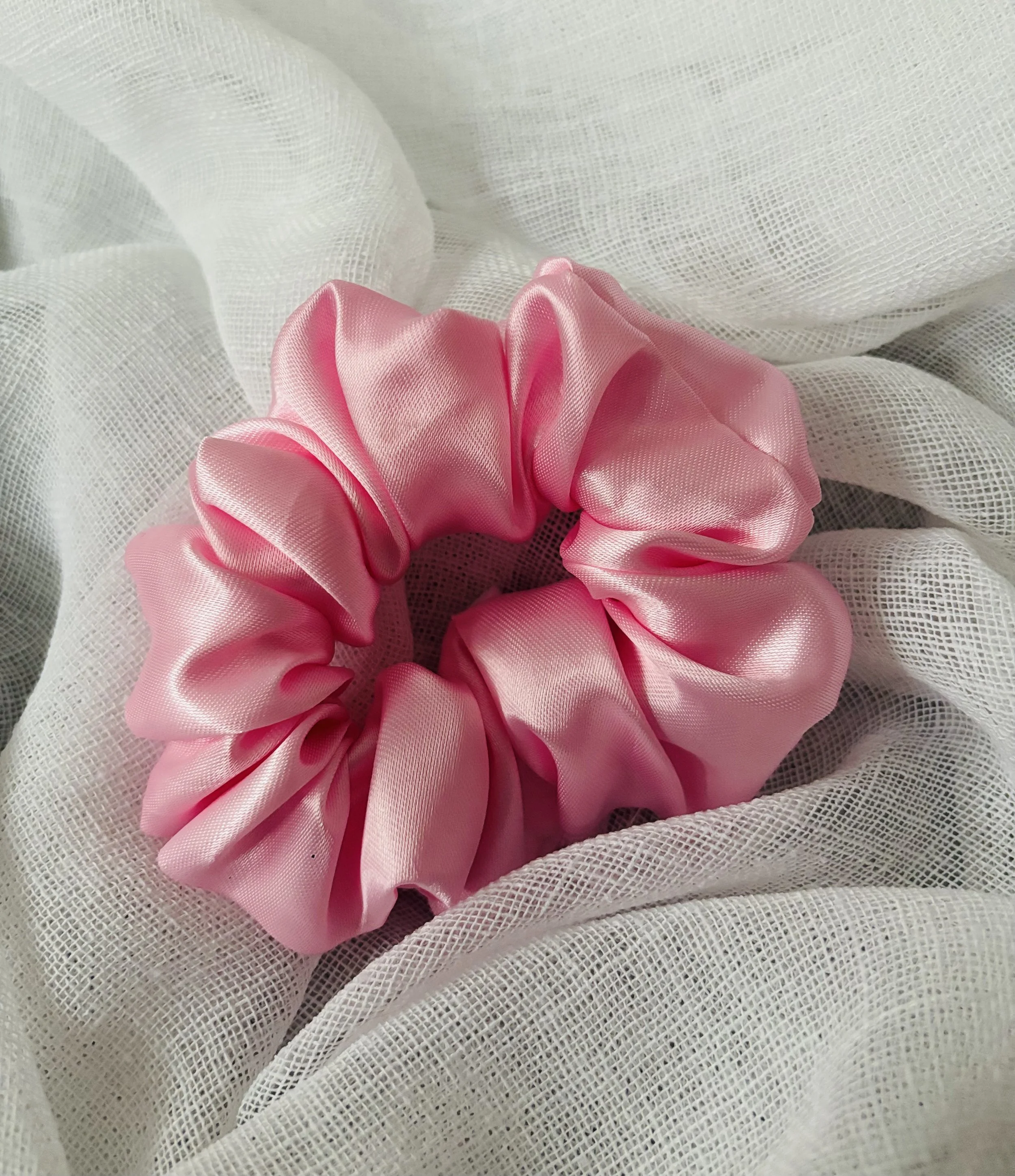 Light Pink Satin Scrunchie
