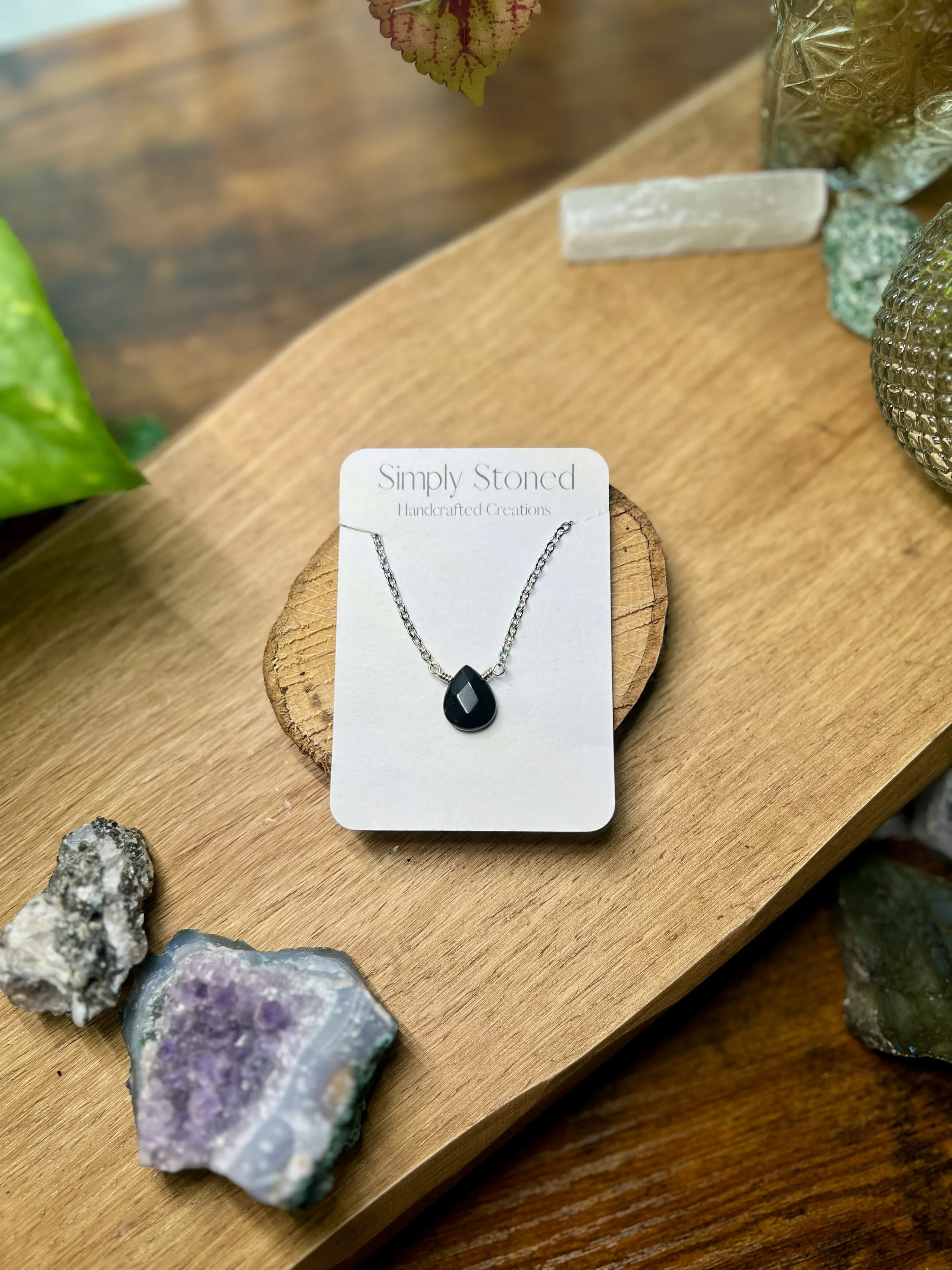 Black Obsidian Teardrop Necklace