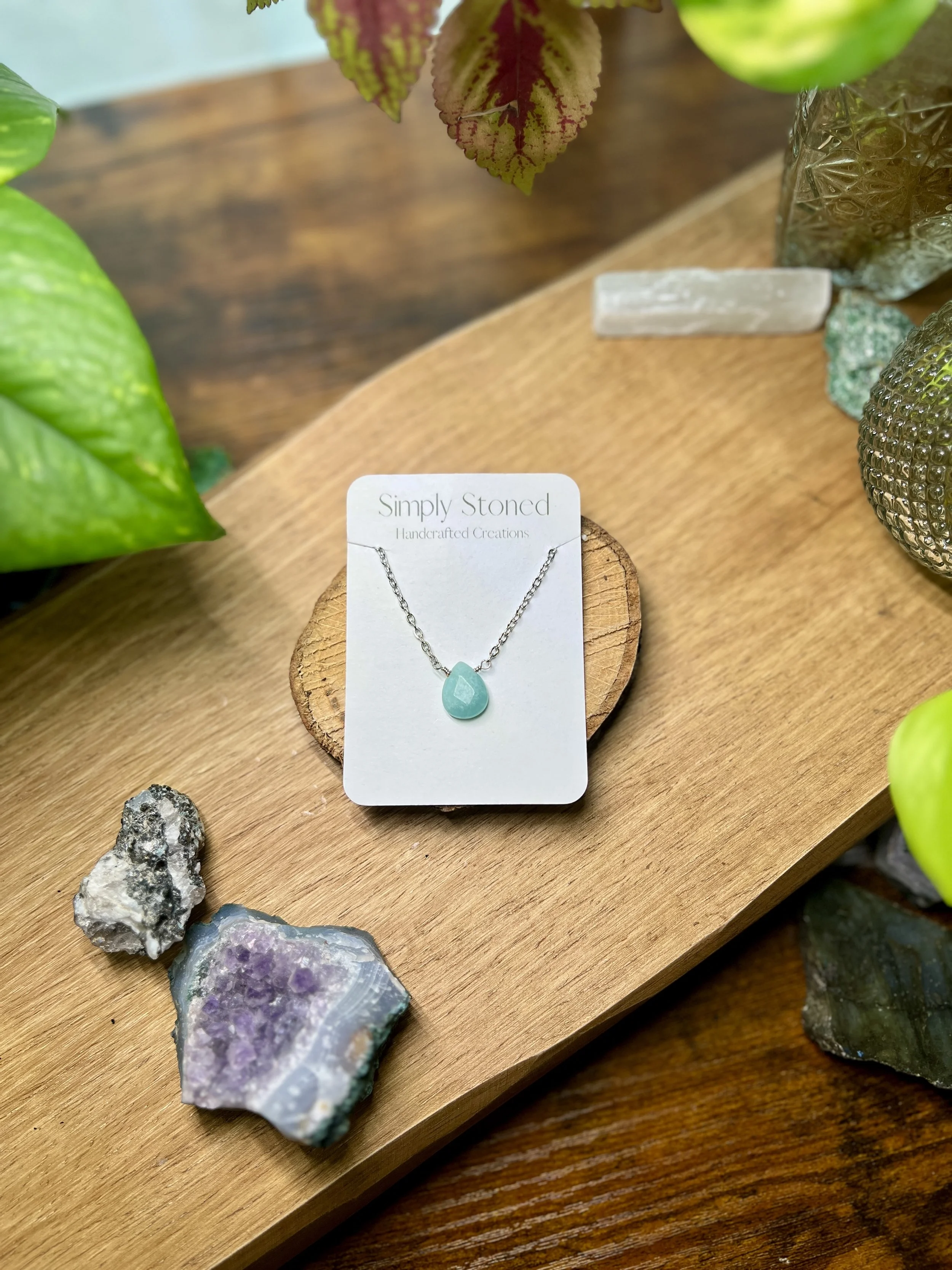 Silver Amazonite Teardrop Necklace