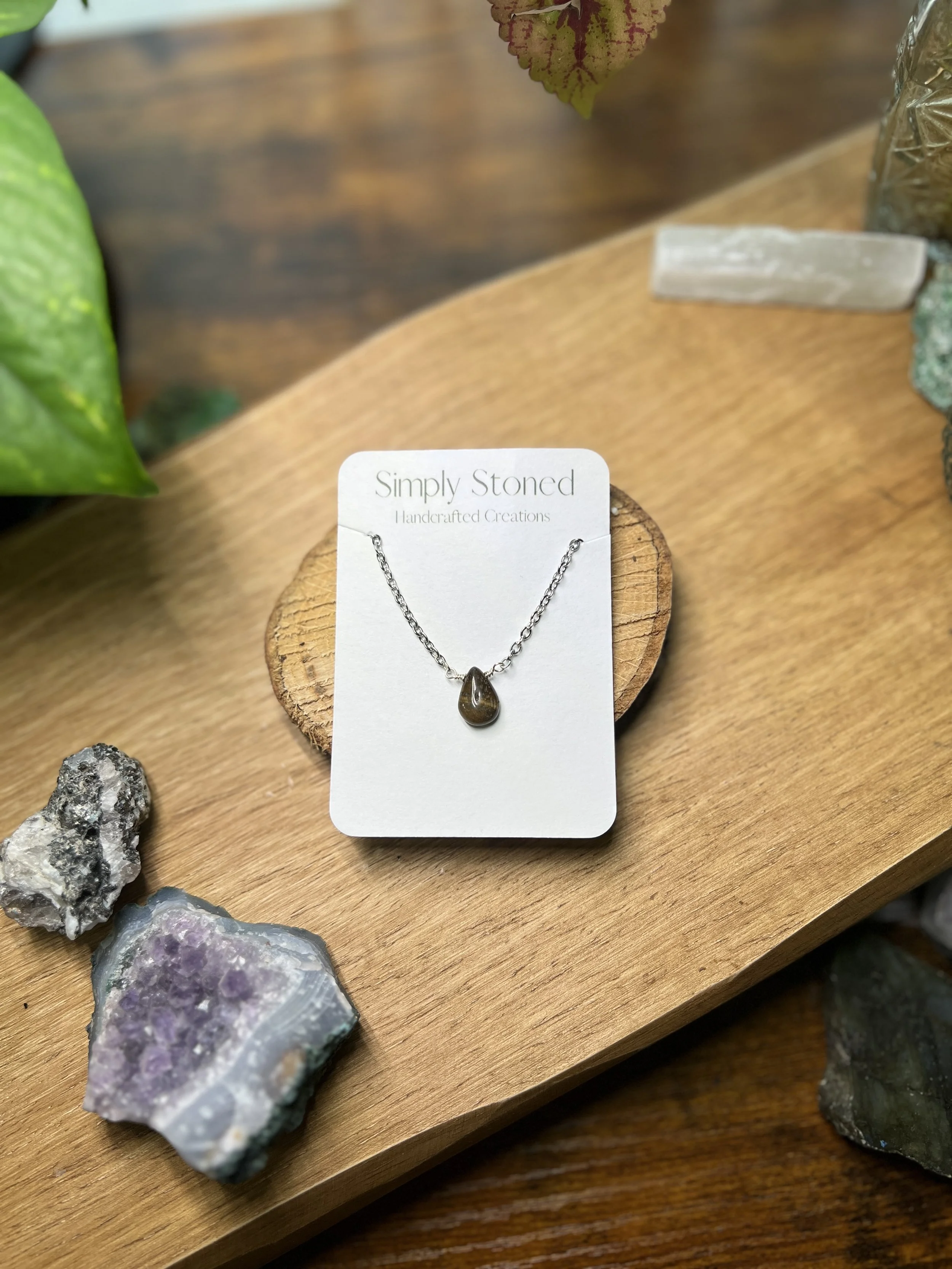 Tigers Eye Teardrop Necklace