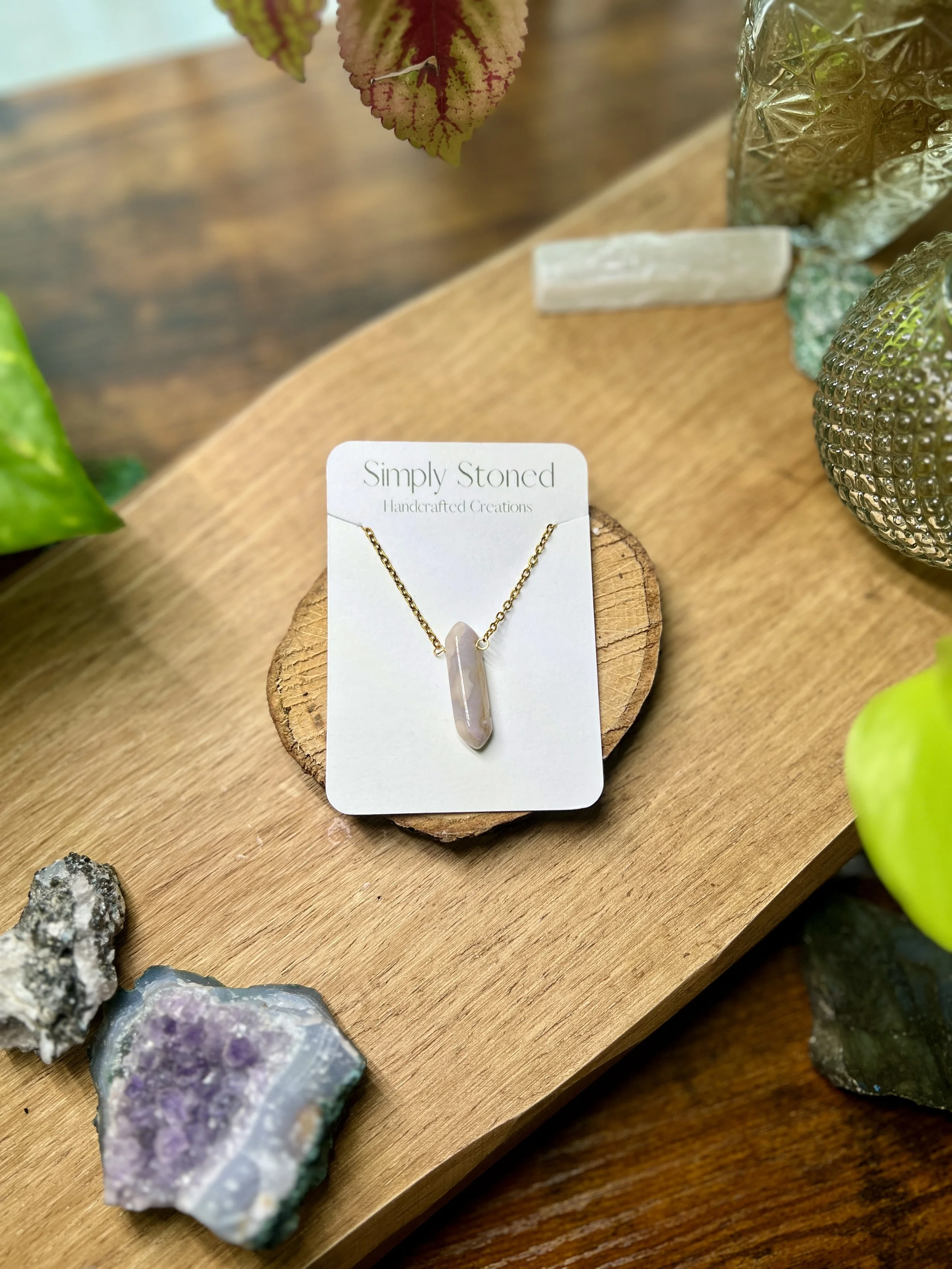 Pink Agate Gemstone Necklace