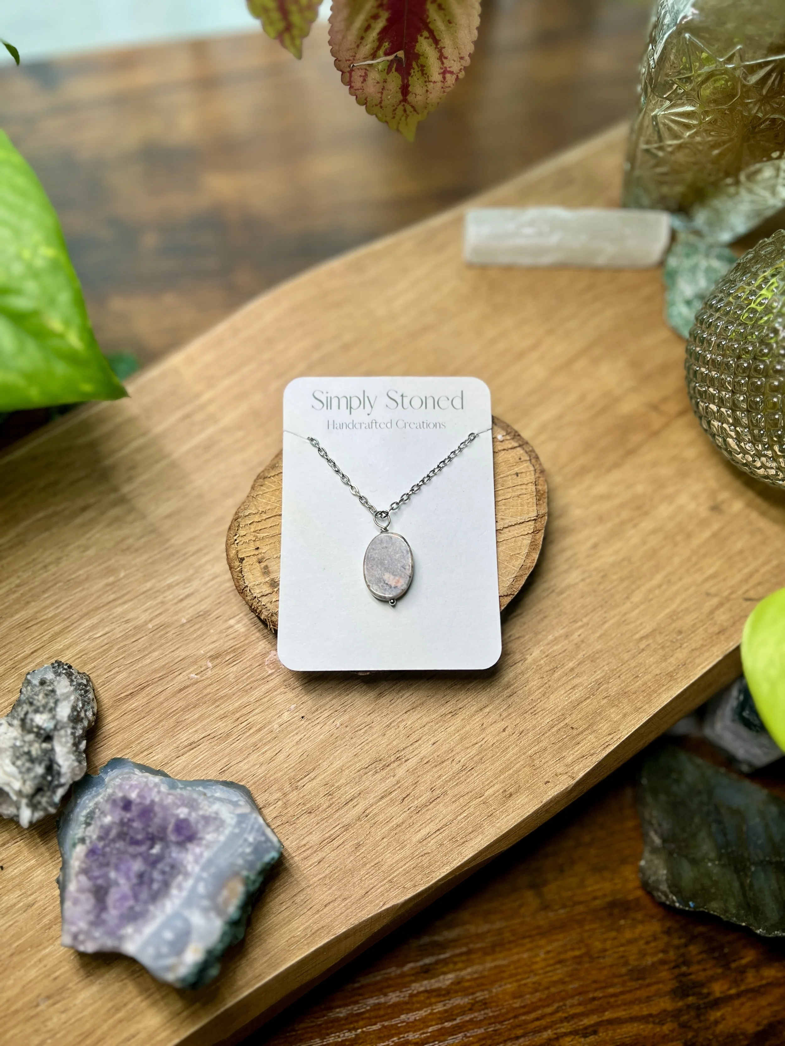 Silver Rhodinite Oval Pendant