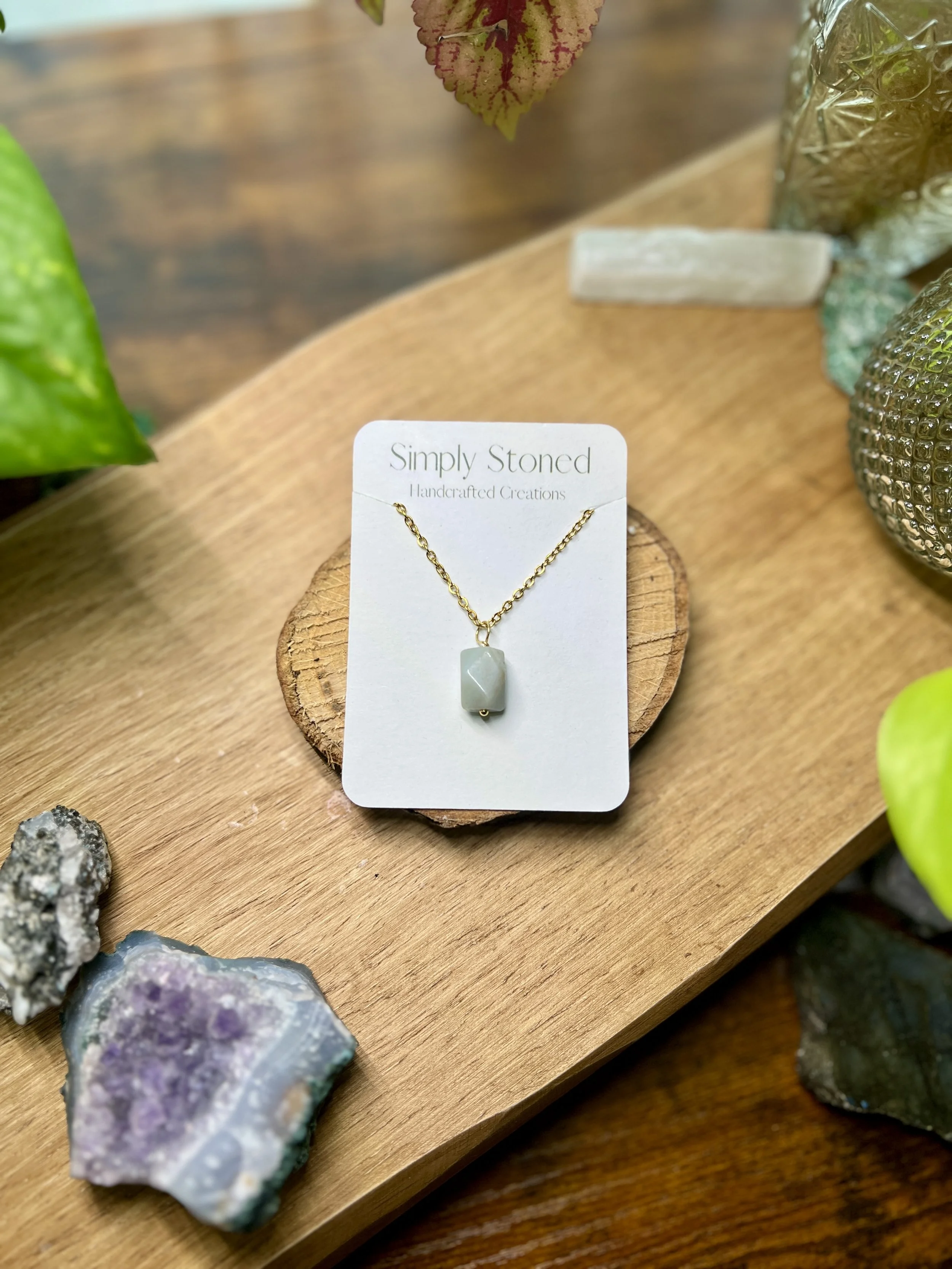 Gold Amazonite Gemstone Pendant