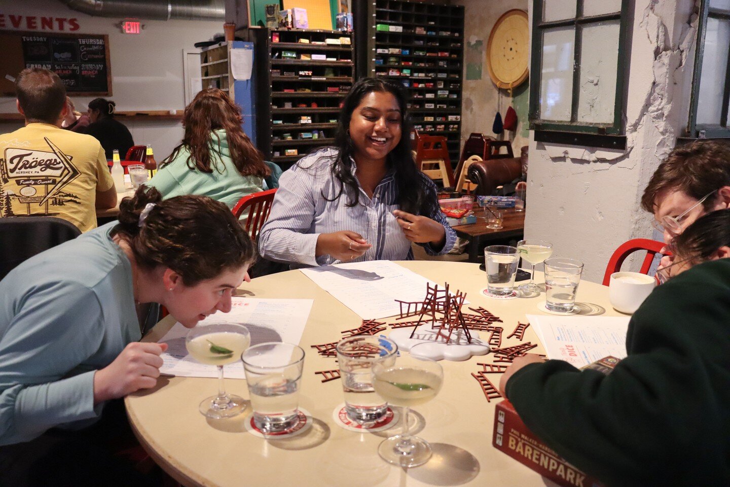 Strategies, smiles, and endless fun &ndash; that's the board game magic we serve at our cafe! 🎯😄 Come get you game fix in while we wait for the next Phillies Game⚾ #phillies #gophillies #dancingonmyown #thirstydice #philadelphia #phillyfun #gameon 