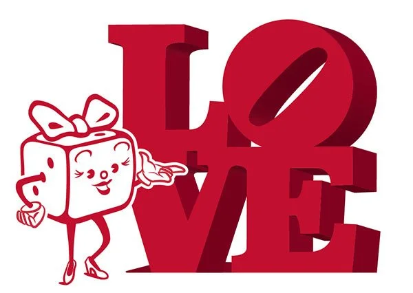 character named bones standing next to a graphic of the famous love statue