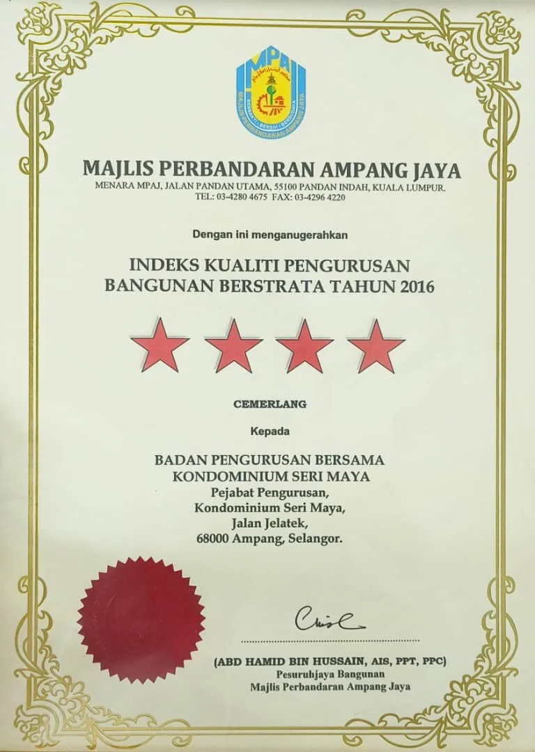 Majlis Perbandaran Ampang Jaya Indeks Kualiti Pengurusan Bangunan Berstrata Tahun 2016