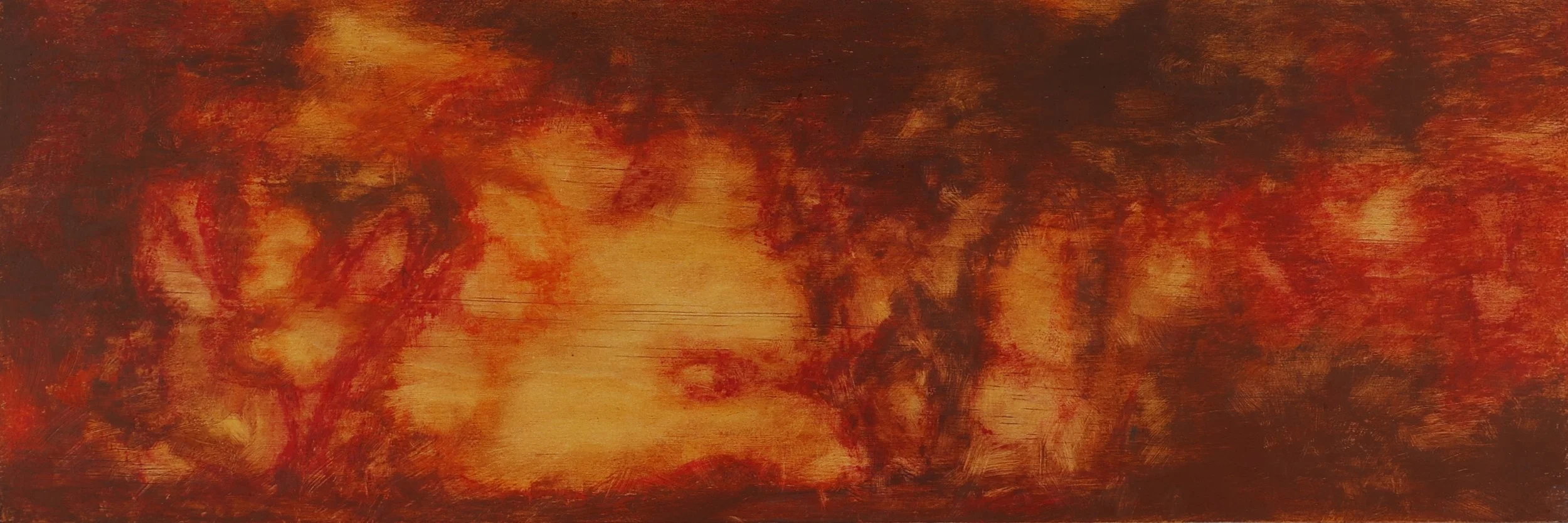 Bottled Landscape, Oil pastel on plywood, 22.5 x 63 cm