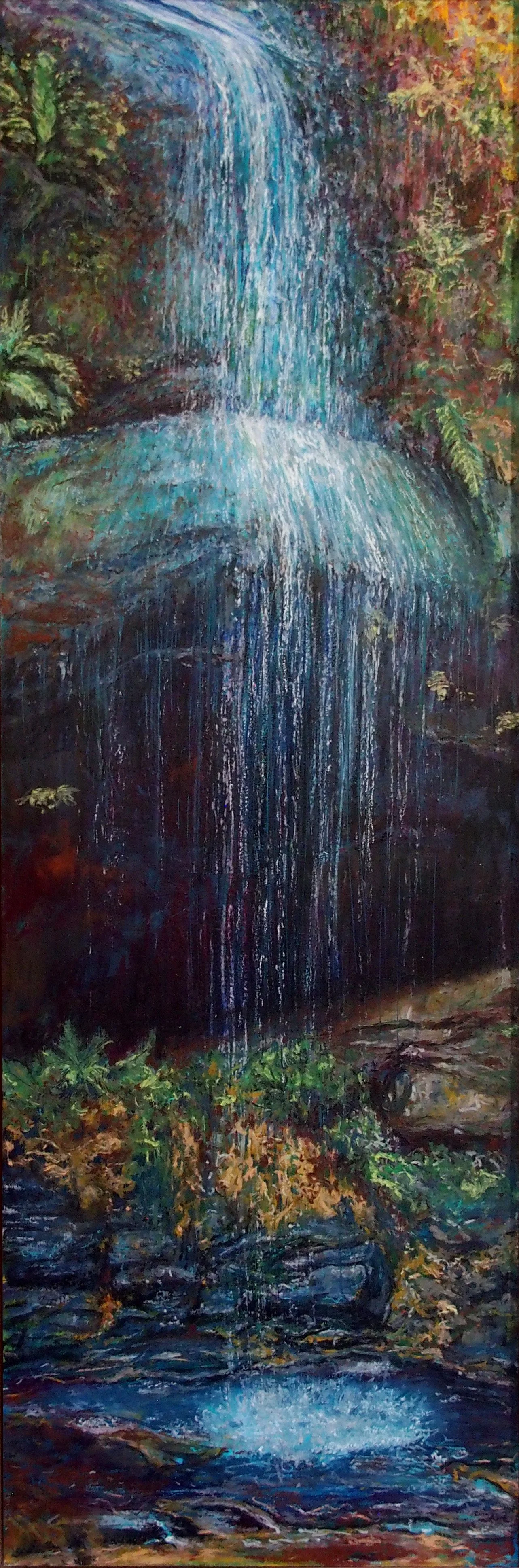 Adelina Falls, Acrylic and oil pastel on MDF, 94 x 33cm