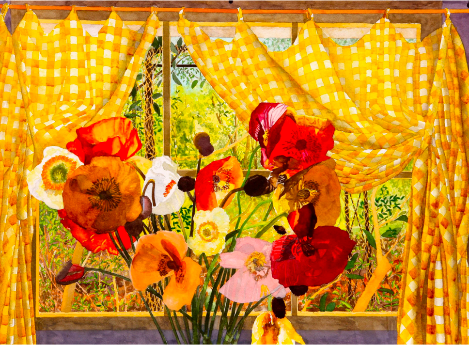 The Studio Window with Gingham Curtain