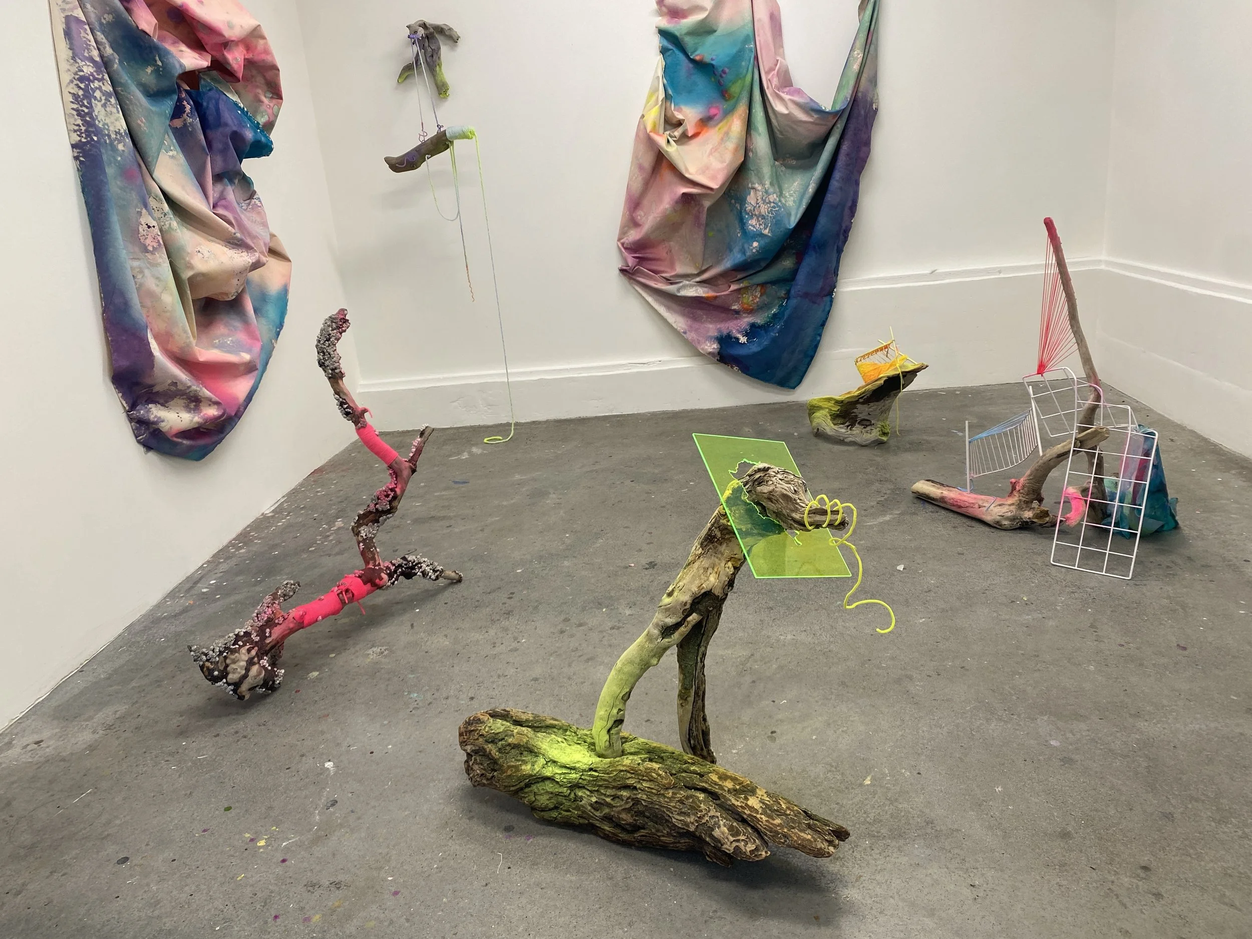  Developed during a month-long session at the Vashon Artist Residency, this body of mixed-media sculptures and installations centers on material speculative play to examine the tension between human artifice and marine ecosystems.  The work reconfigu