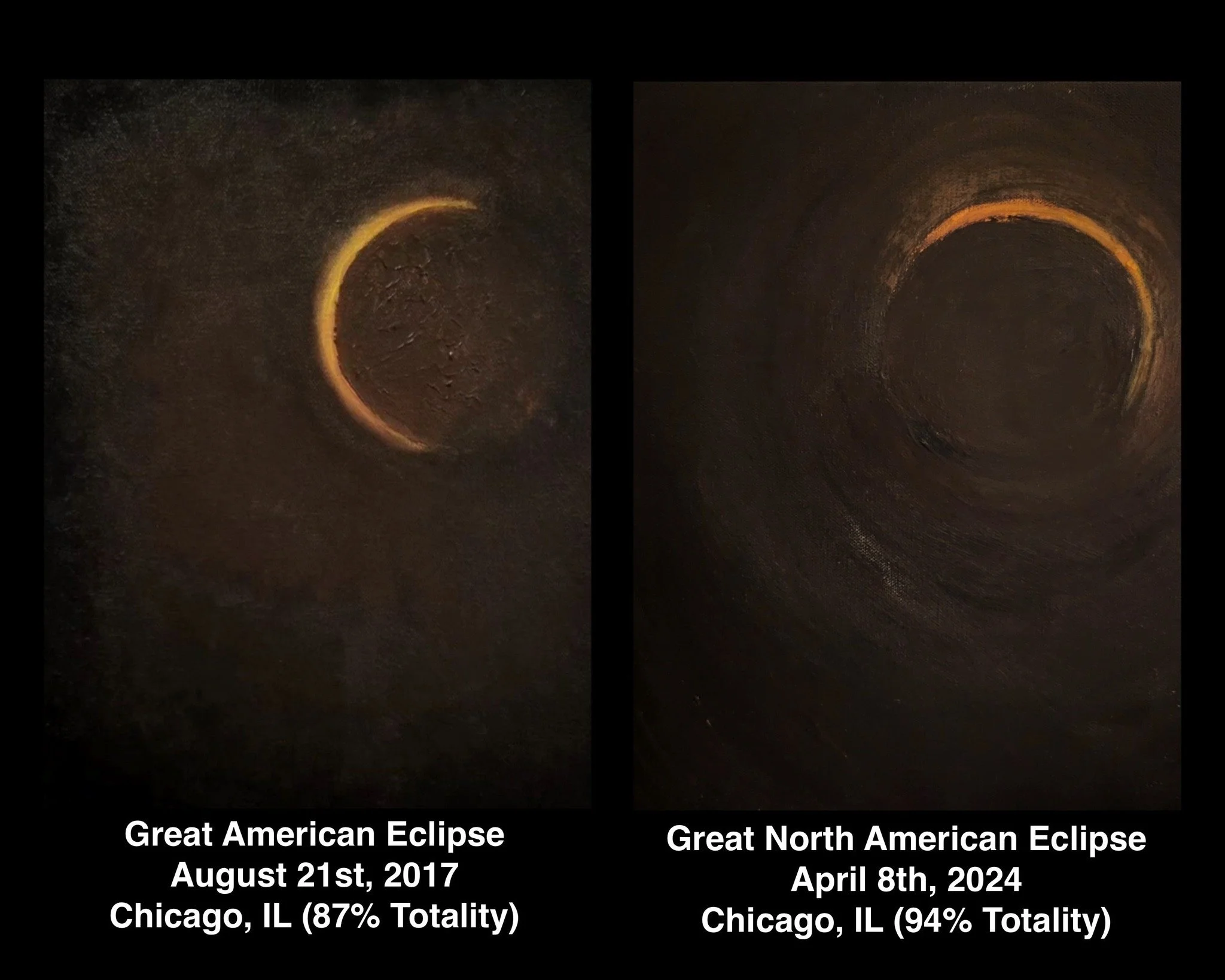 En plen air Solar Eclipse Paintings
14"x11"
2017 & 2024