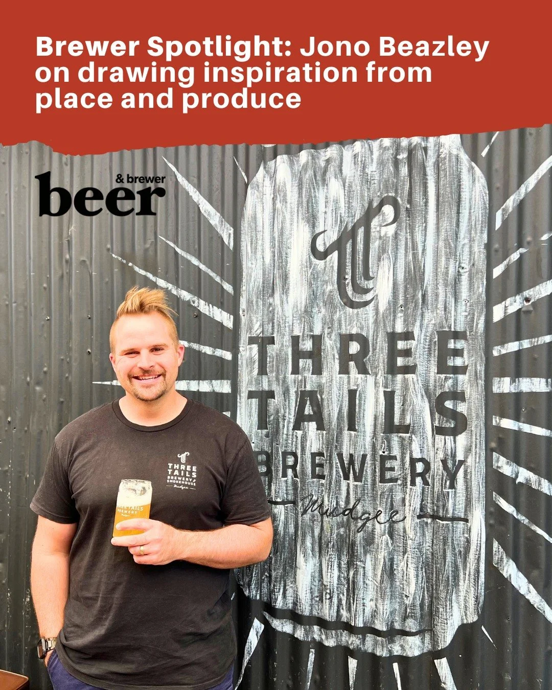 BREWER SPOTLIGHT 🍺 
 
Our mates at Beer &amp; Brewer sat down with our head brewer Jono Beazley to talk all things brewing, background &amp; inspiration 👏 

From honing his craft in Gerringong, to leading the charge at Three Tails, Jono&rsquo;s bre