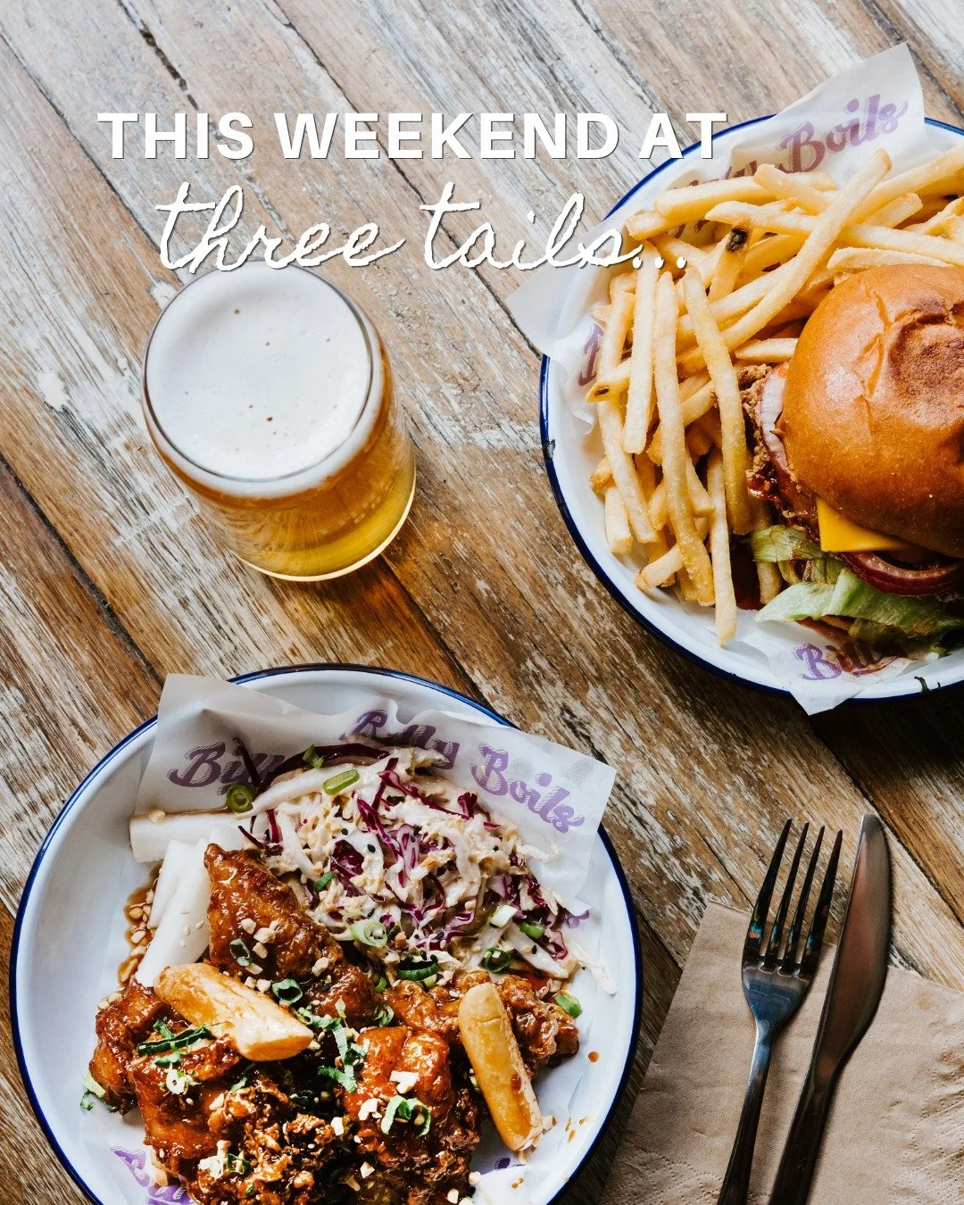 What&rsquo;s on this weekend at Three Tails 🙌🍻 We&rsquo;re bringing BBQ back, Sugarfoot is playing live &amp; our drinks list never looked so good. We&rsquo;ll see you this weekend at the brewery 😉