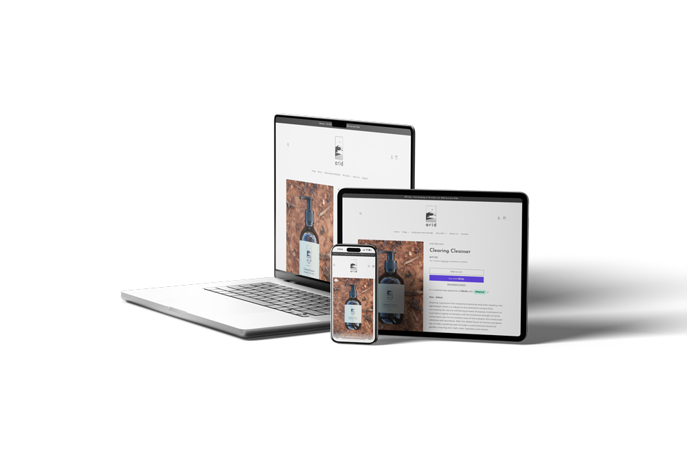 rid Skincare Shopify product page design by Lauren Bird Design showing e-commerce layout