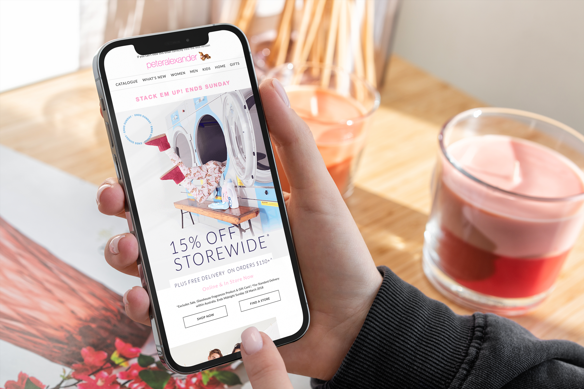Peter Alexander email marketing campaign design on mobile, by brand and email designer Lauren Bird