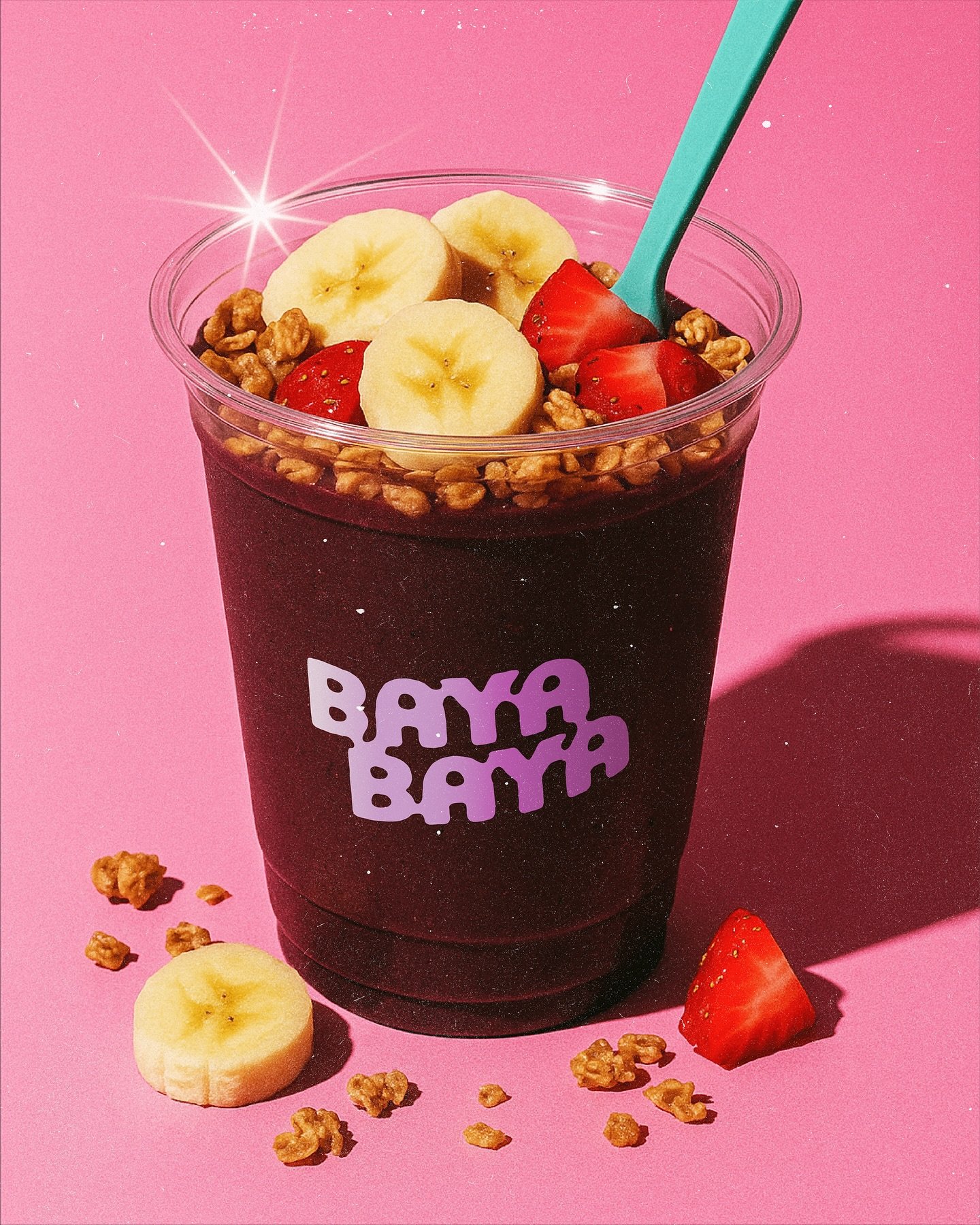 say hello to BAYA BAYA 🥹🍌🍓 an a&ccedil;ai bowl shop 🐬✨

this bold &amp; punchy brand identity was so fun to work, I&rsquo;ve been working on so many illustrations recently that I challenged myself to craft a brand identity without them! I relied 